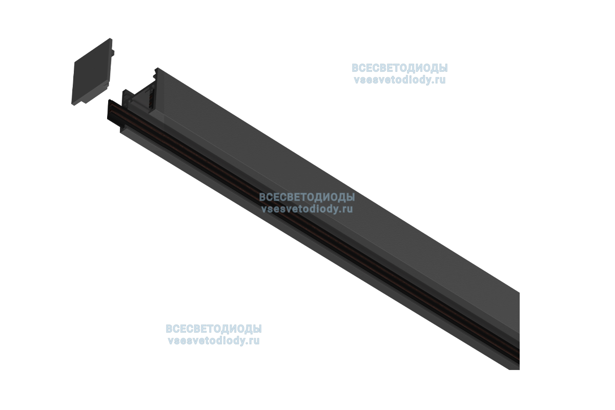 Шинопровод для трековых светильников Т-48 2м, черный накладной